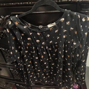 Collina Strada Black Floral Women's Blouse